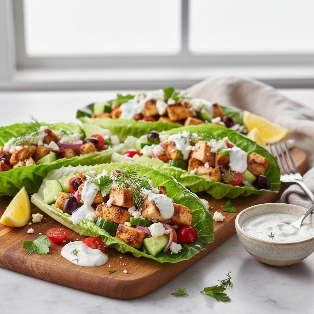 Greek Chicken Lettuce Wraps