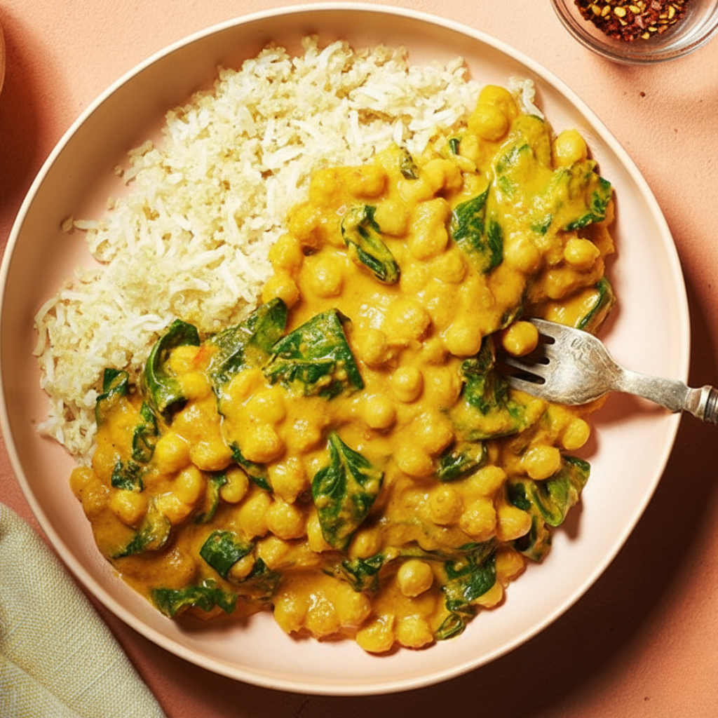 Chickpea Coconut Spinach Curry