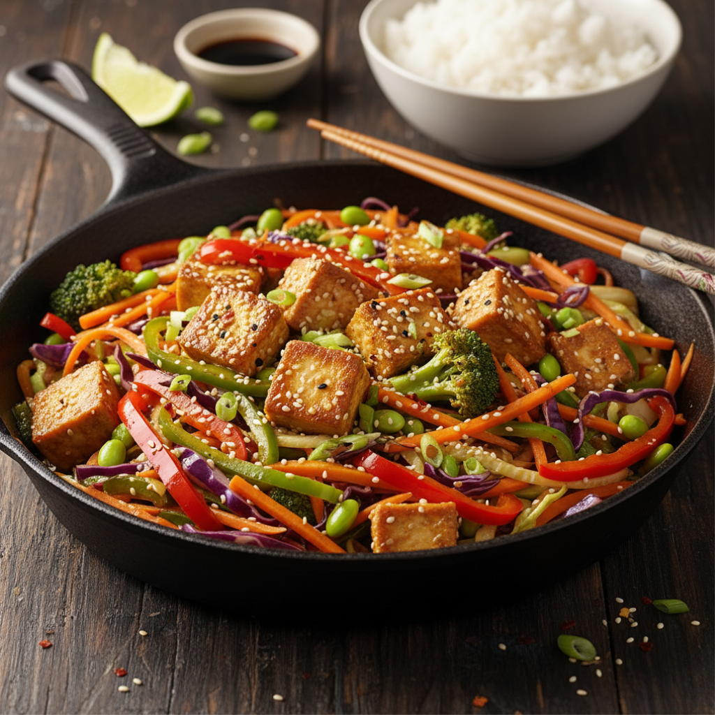 Sesame Ginger Tofu Stir-Fry – Crispy, Sticky & Packed with Flavor