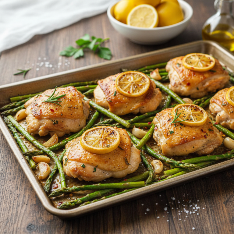 One-Pan Lemon Garlic Chicken with Asparagus
