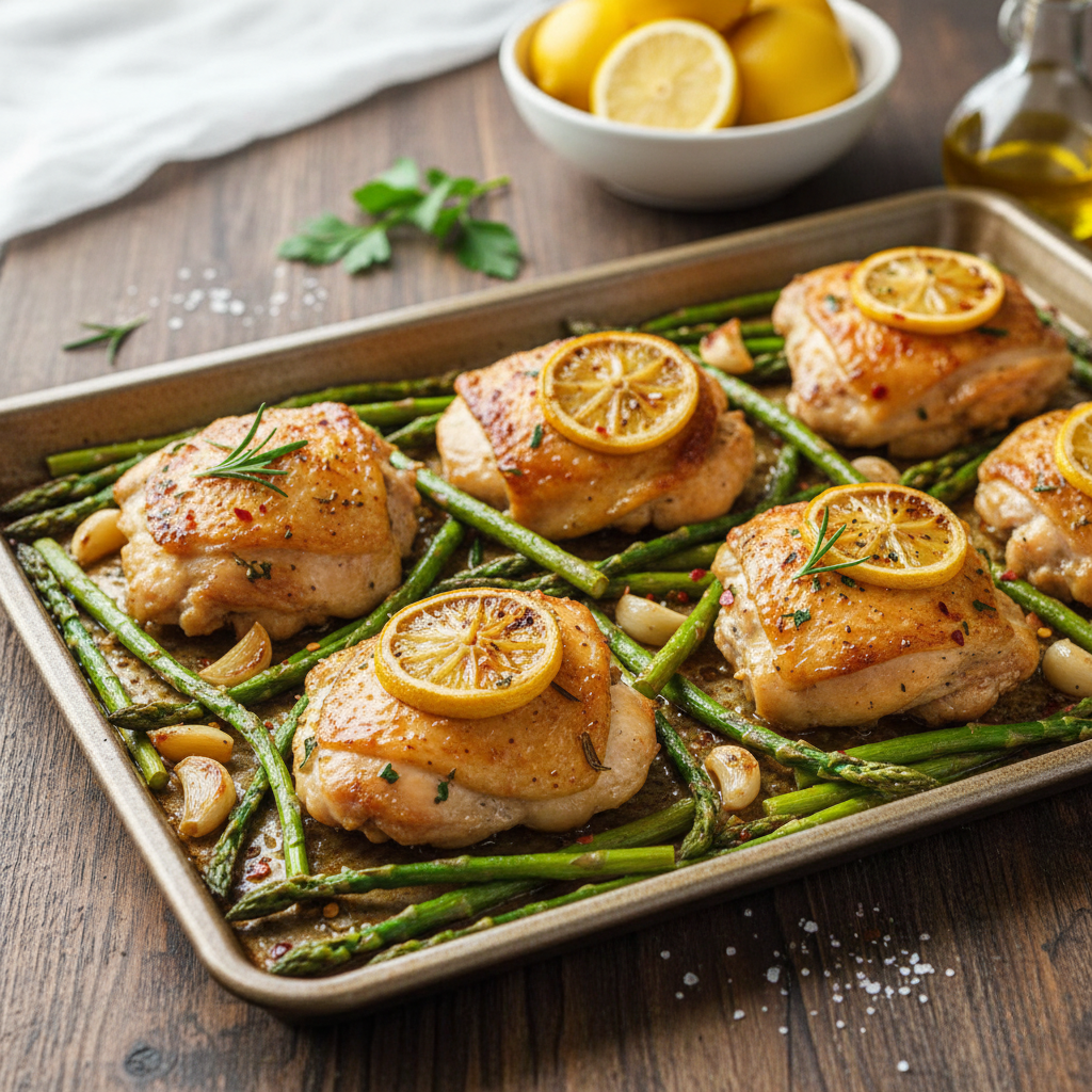 One-Pan Lemon Garlic Chicken with Asparagus