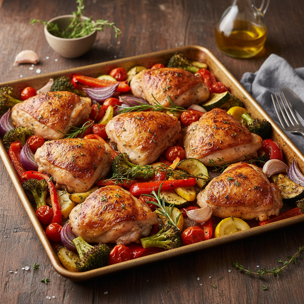 Sheet Pan Chicken Thighs with Roasted Vegetables