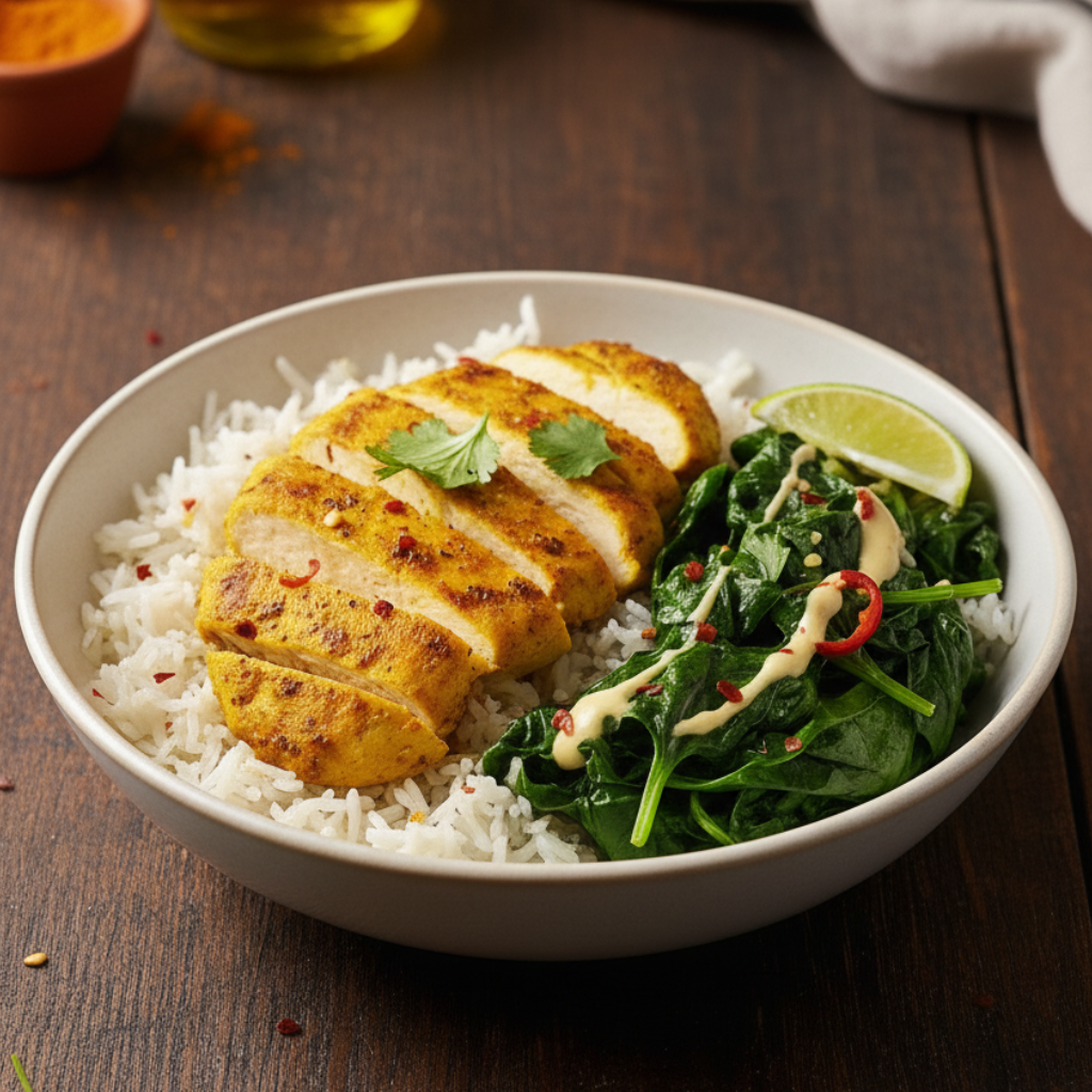Turmeric Chicken & Spinach Bowl