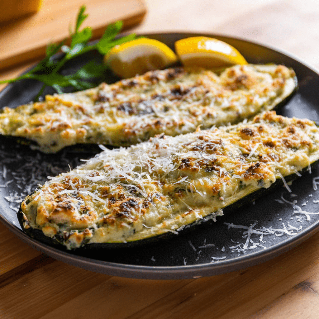 Lemon Ricotta Stuffed Zucchini Boats