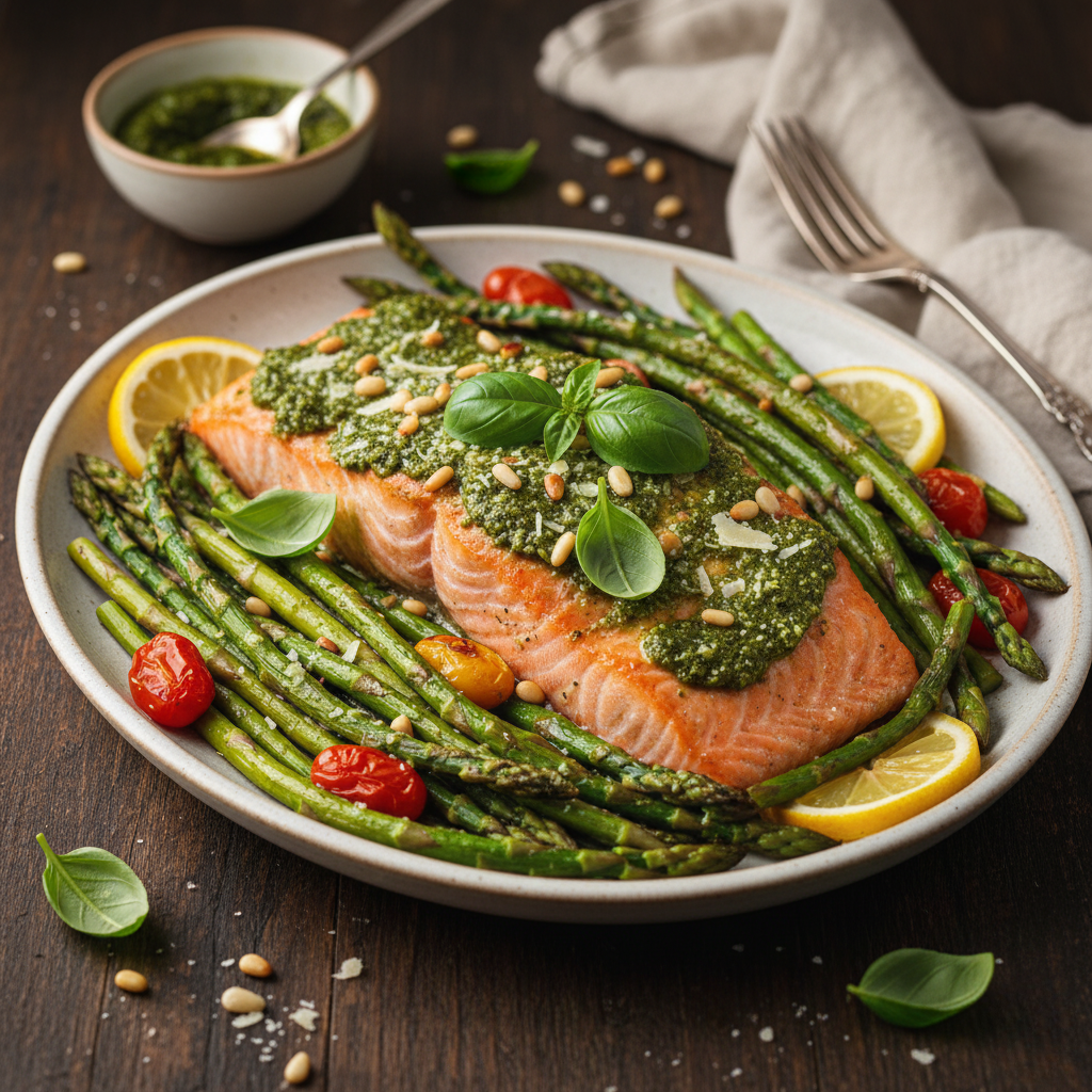 Pesto Salmon with Roasted Asparagus