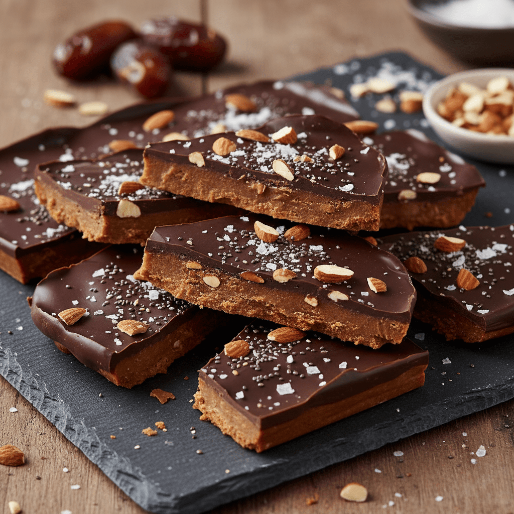 Dark Chocolate Date Bark with Almond Butter – Nature's Candy Bar, No Baking Required