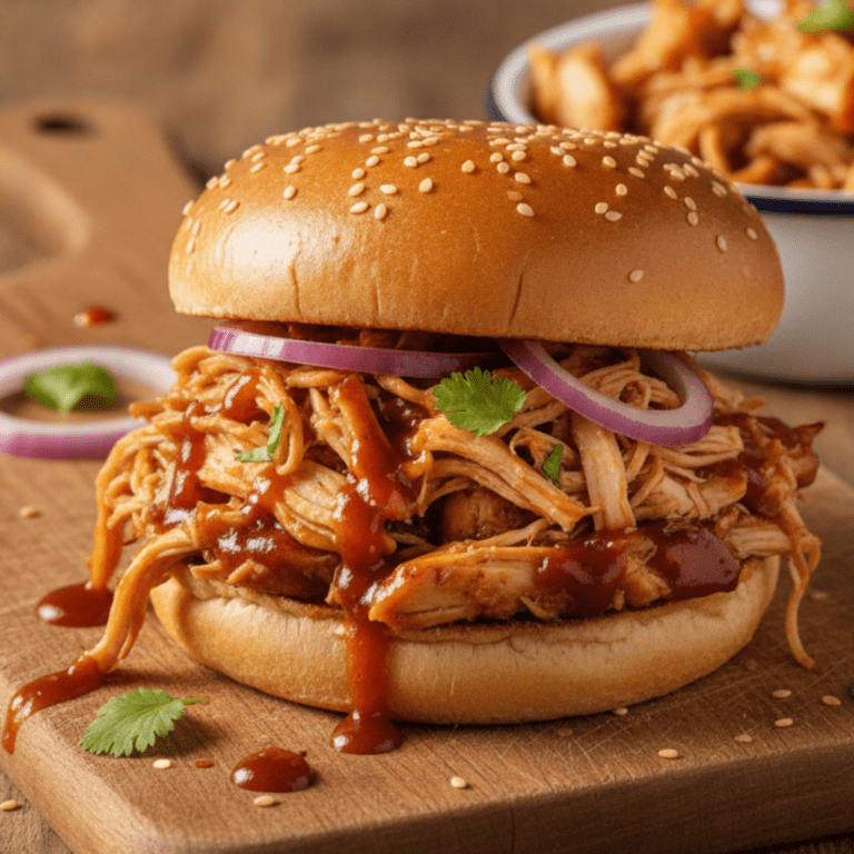 This easy crockpot pulled chicken uses just 4 ingredients and slow cooks all day. The perfect set-it-and-forget-it dinner recipe for busy weeknights.